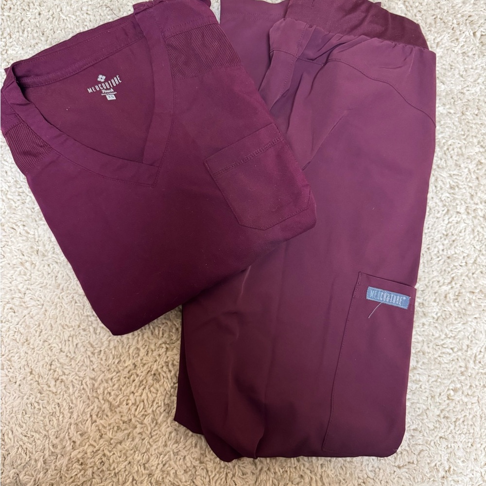 Maroon Scrub Set by Med Couture